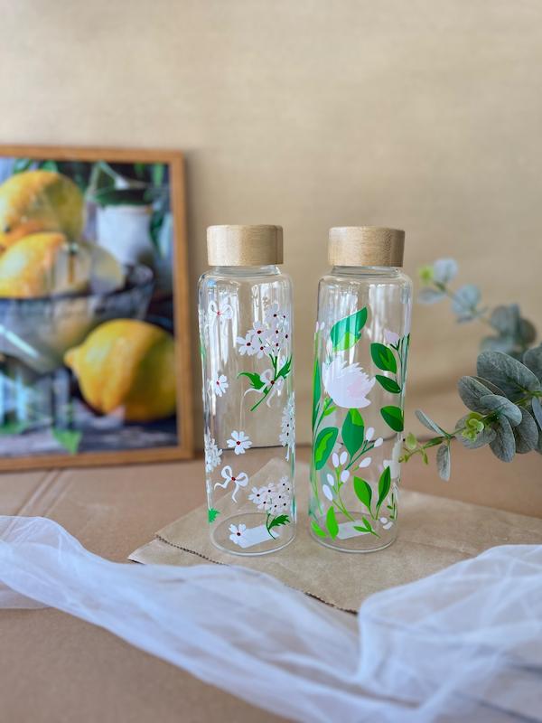 بطری آب وارداتی گلدار