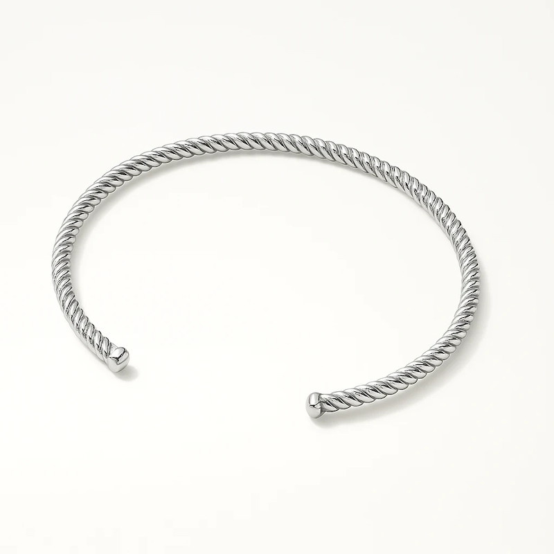 بنگل نقره زنانه مدل طنابی مینیمال