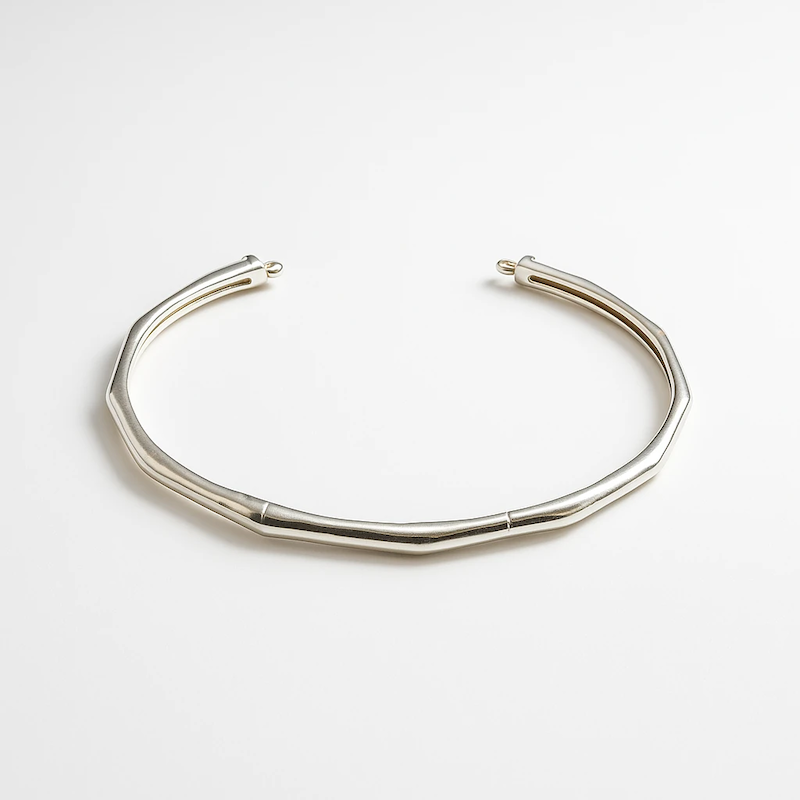 بنگل نقره زنانه مدل بامبو مینیمال