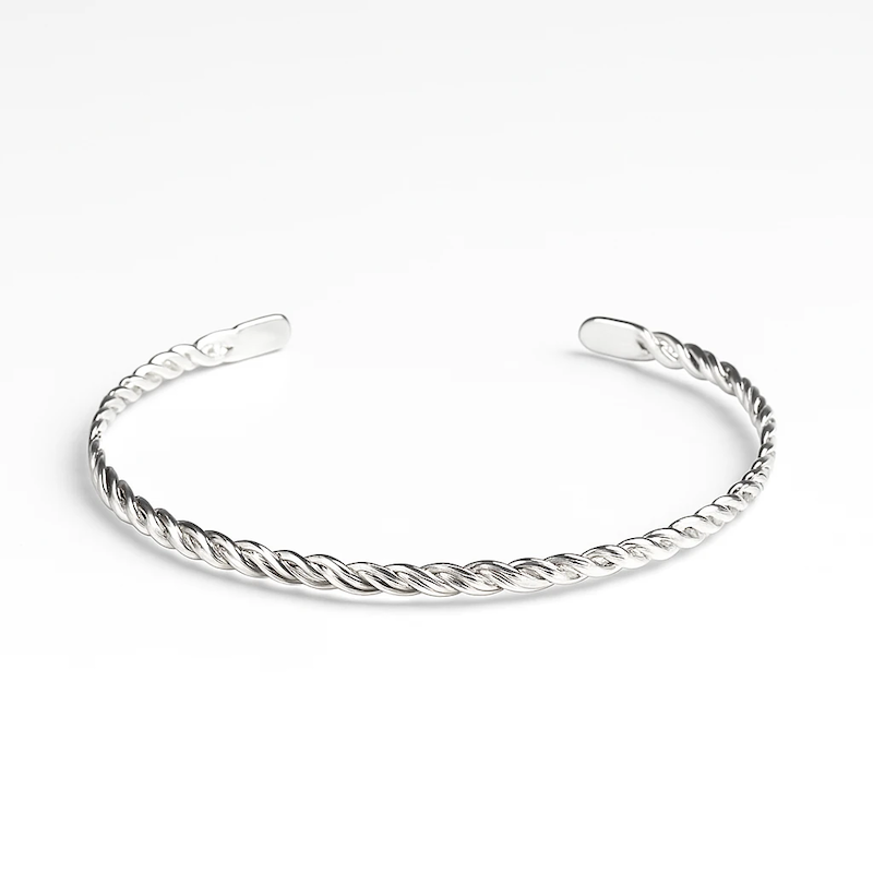 بنگل نقره مدل بافتی مینیمال