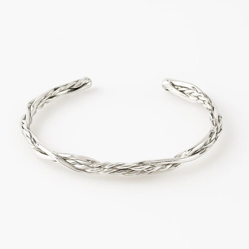 بنگل نقره مدل بافت درهم مینیمال