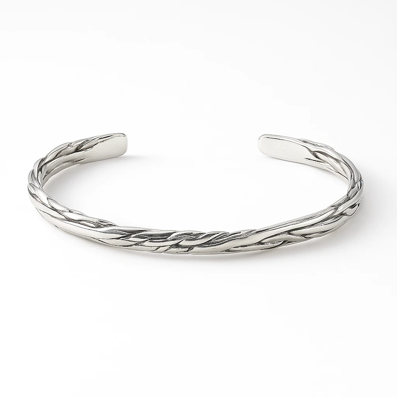 بنگل نقره مدل تاب‌خورده مینیمال