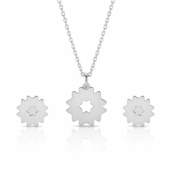 نیم ست نقره زنانه مدل ستاره مینیمال