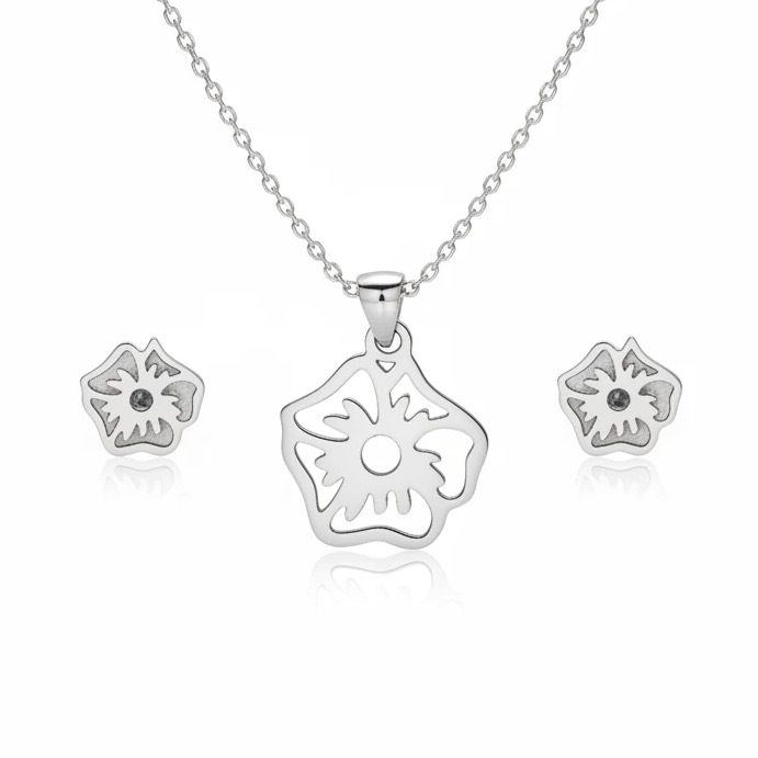 نیم ست نقره زنانه مدل شکفته مینیمال