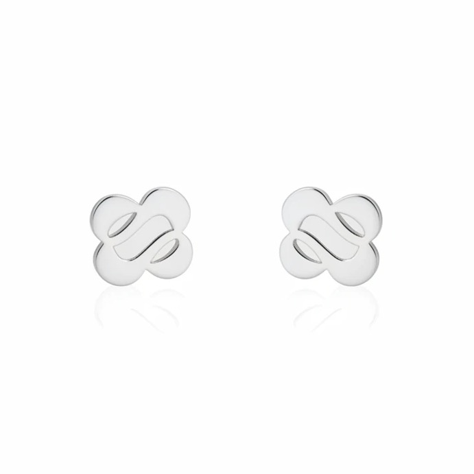 گوشواره نقره زنانه مدل گل انتزاعی مینیمال