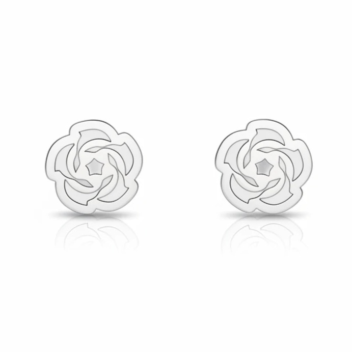 گوشواره نقره زنانه مدل گل رز مینیمال