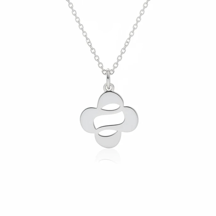 آویز نقره زنانه مدل گل انتزاعی مینیمال