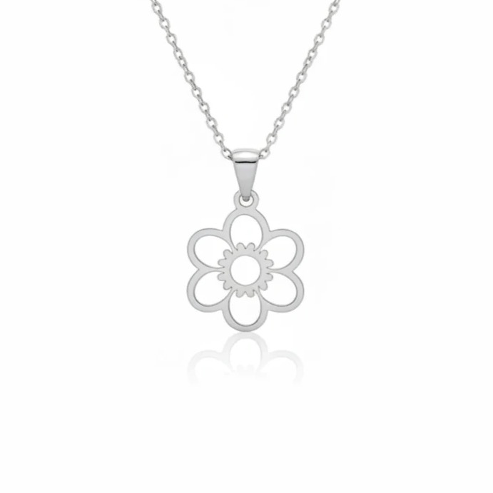 آویز نقره زنانه مدل گل کلاسیک مینیمال
