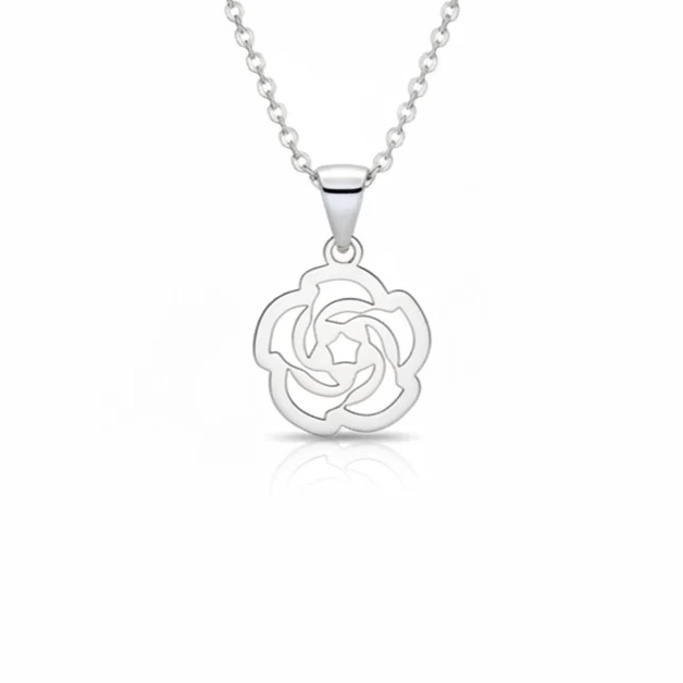 آویز نقره زنانه مدل گل رز مینیمال