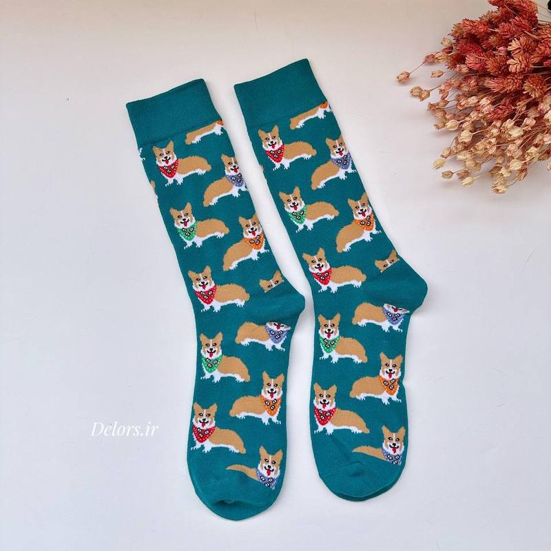 جوراب هنری مردانه هاپو آبی 🐕 کد1324