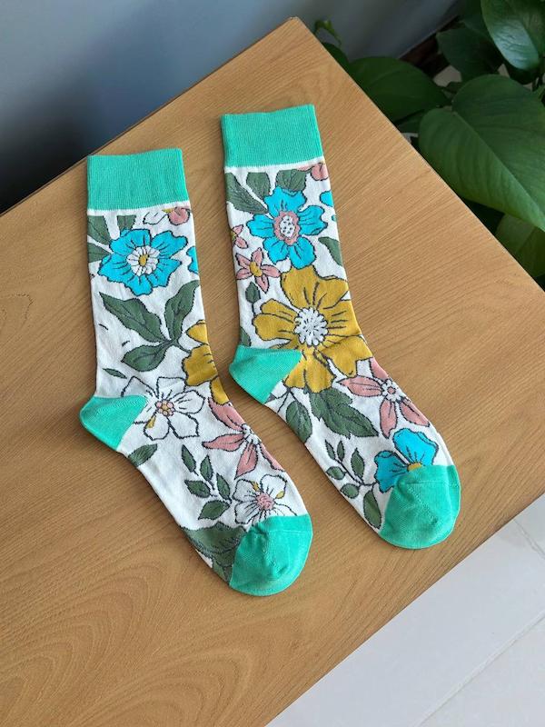 جوراب هنری زنانه فلاور سبز کد1604