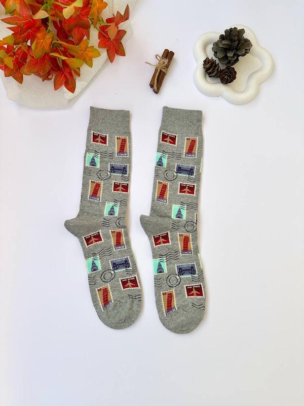 جوراب هنری مردانه تمبر کد1747