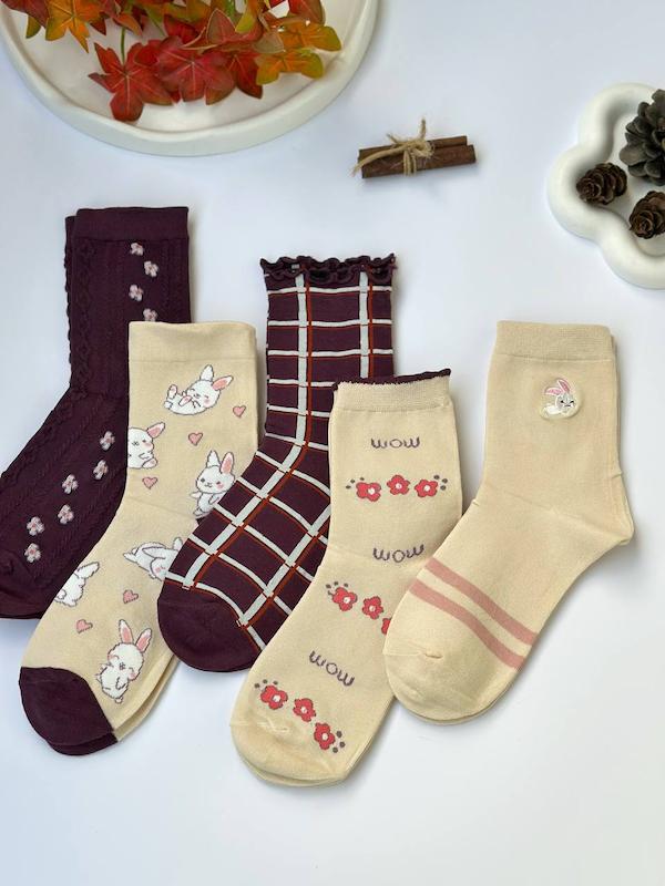 جوراب نیم ساق گلدوزی خرگوش مام کد1170