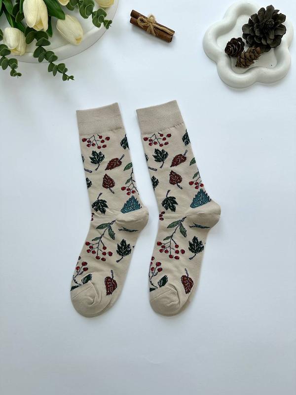 جوراب هنری زنانه توت جنگلی کد 1985