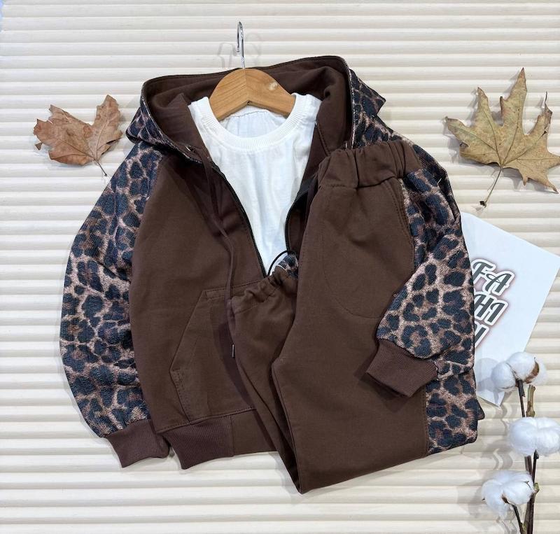 ست سه تیکه پلنگی دخترانه کد  1060