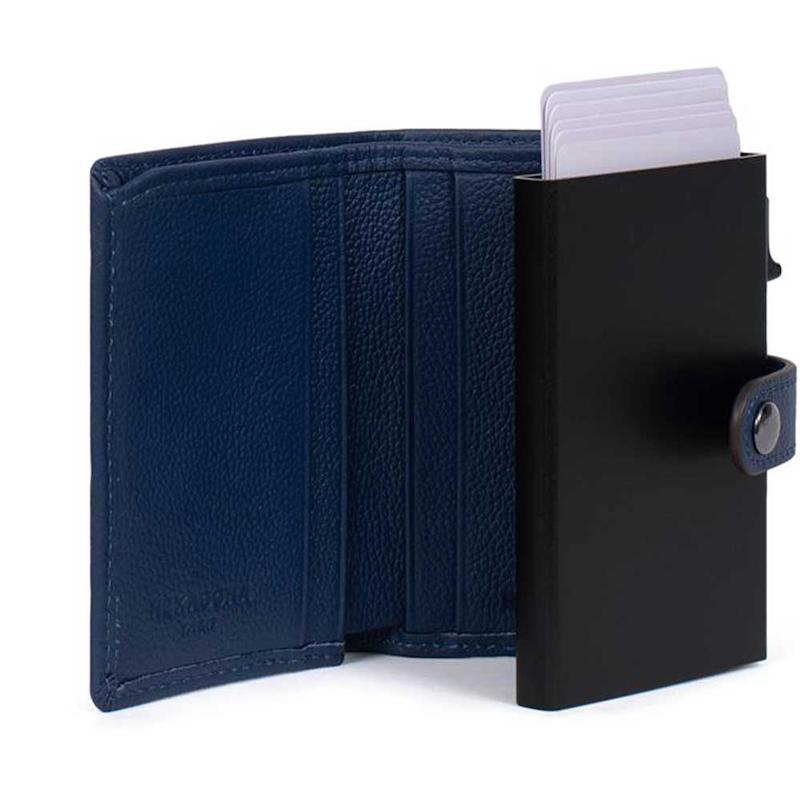 کیف جا کارتی چرم هگزاگونا مدل کانفورت آبی 4683673700