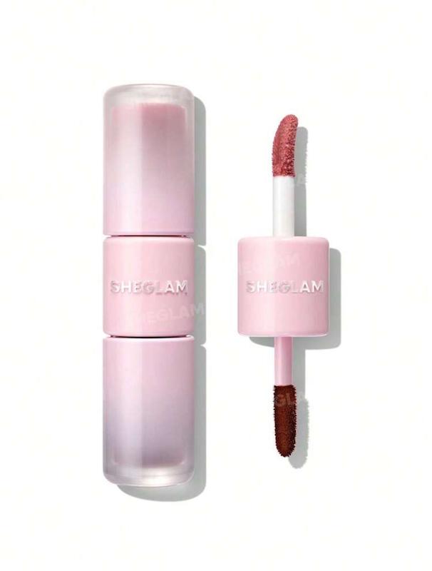 رژ لب پیل‌آف و برق لب دوکاره شیگلم SHEGLAM رنگ Rose latte 