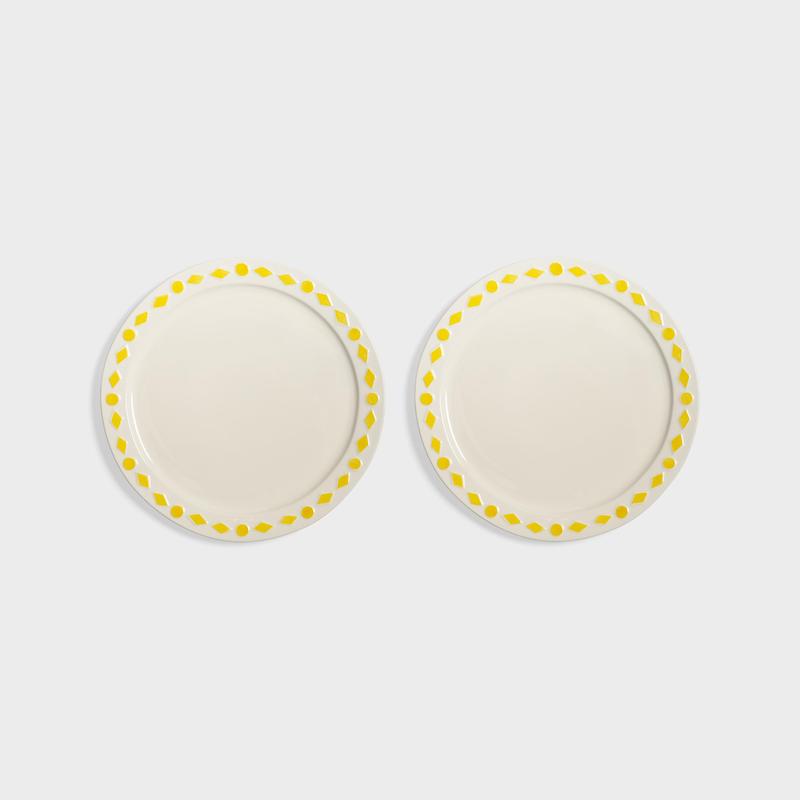 ست دو عددی بشقاب بزرگ زرد Folk