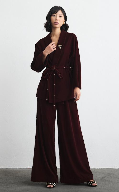 روب مخمل طوطی زرشکی  (10% off)