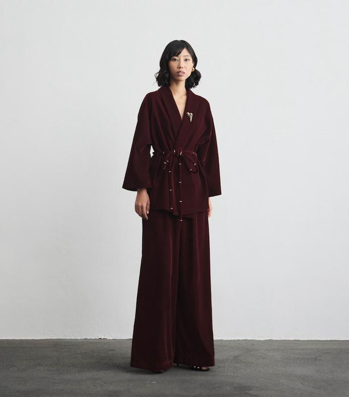 شلوار مخمل زرشکی  (10% off)