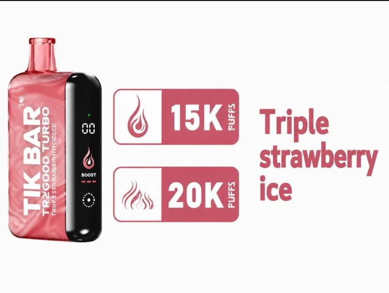 یکبار مصرف تیک بار ۲۰۰۰۰ طعم تریپل توت فرنگی یخ TIK BAR  Triple Strawberry Ice 
