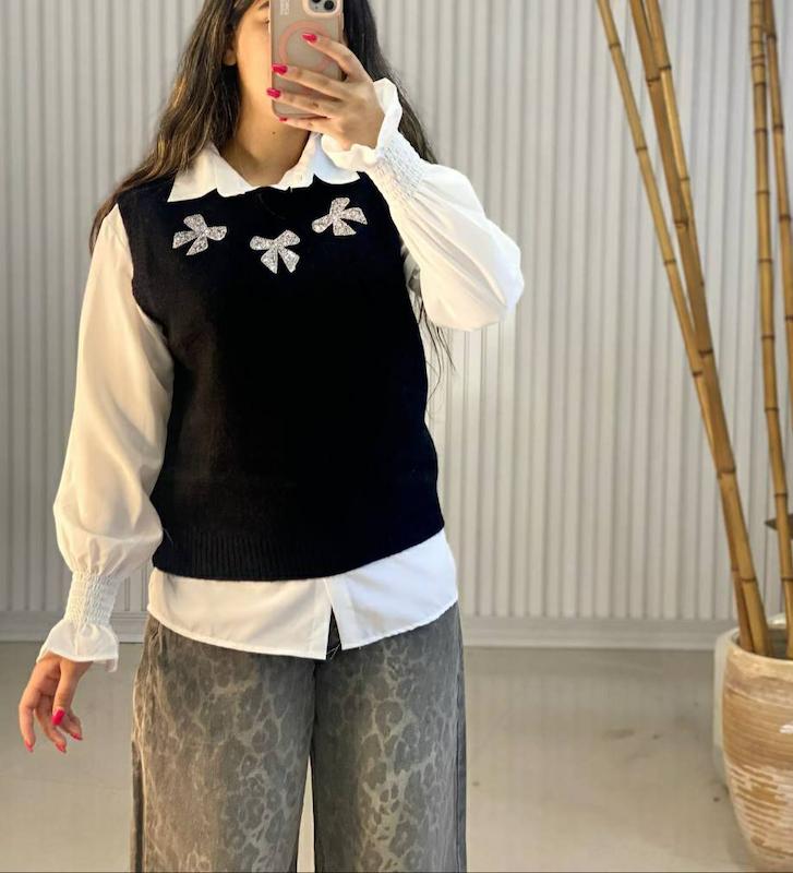 ست شومیز و جلیقه بافت 5698