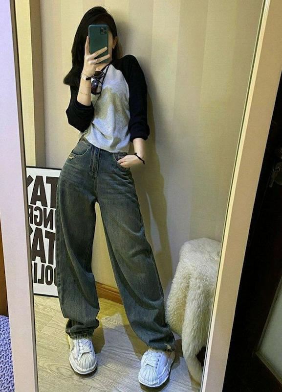 شلوار جین نیم بگ  5814