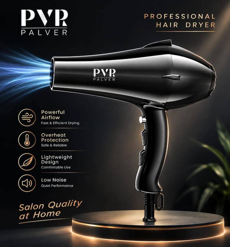 سشوار PALVER مدل PVR-8638 با دیفیوزر و سری‌های متمرکزکننده