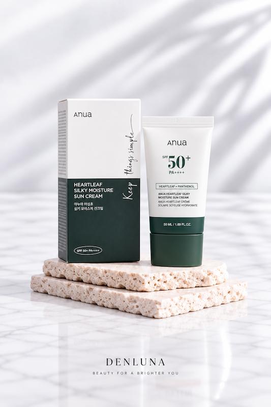 ضد آفتاب آنوا ANUA Heartleaf Silky Moisture SPF50+ حجم 50 میلی‌لیتر