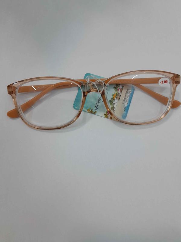 عینک طبی آماده ضعیفی دور 3- رنگ گلبهی