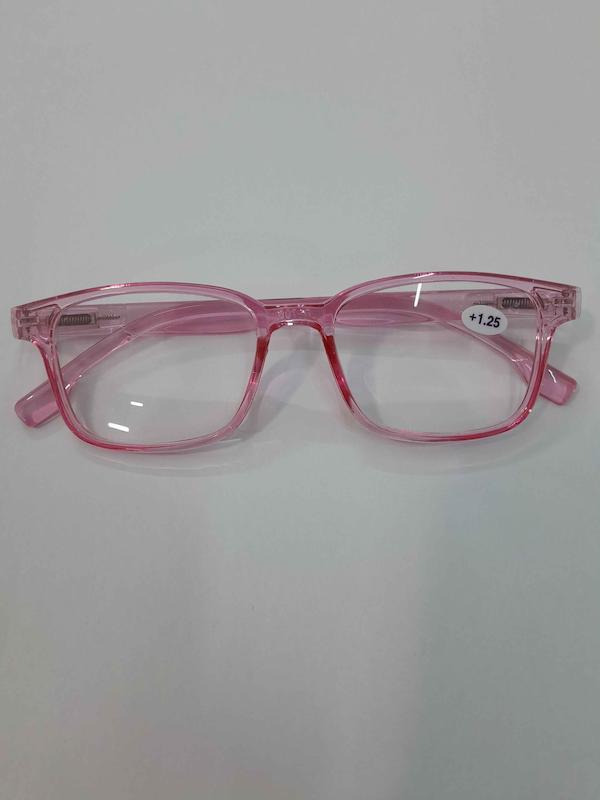 عینک مطالعه آماده نمره 1/25+ رنگ صورتی و مستطیلی