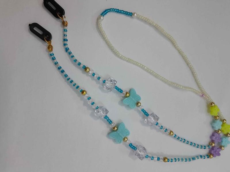 بند عینک کودکان رنگ آبی طرح پروانه