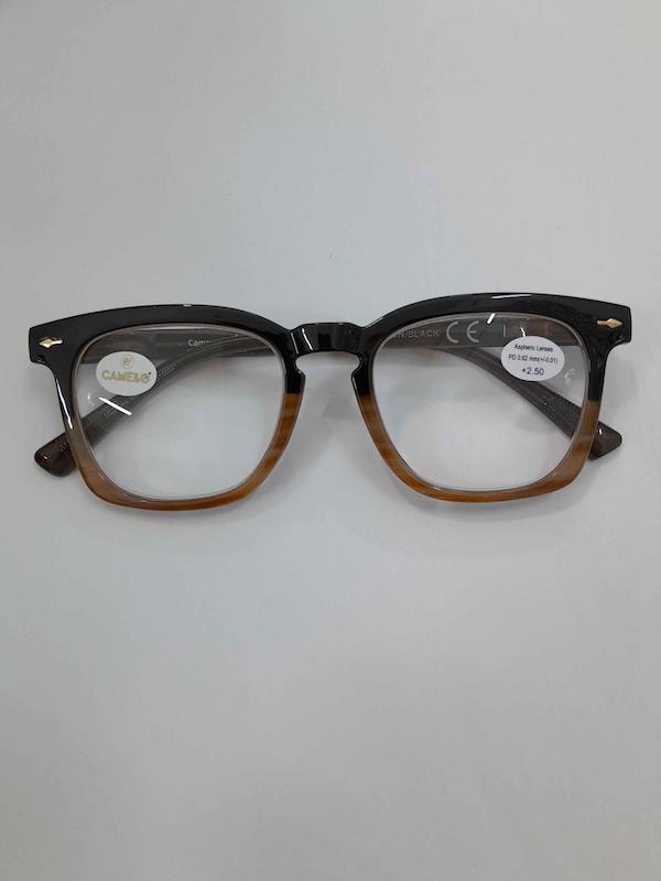 عینک مطالعه نمره آماده 2/5+ دو رنگ قهوه ای