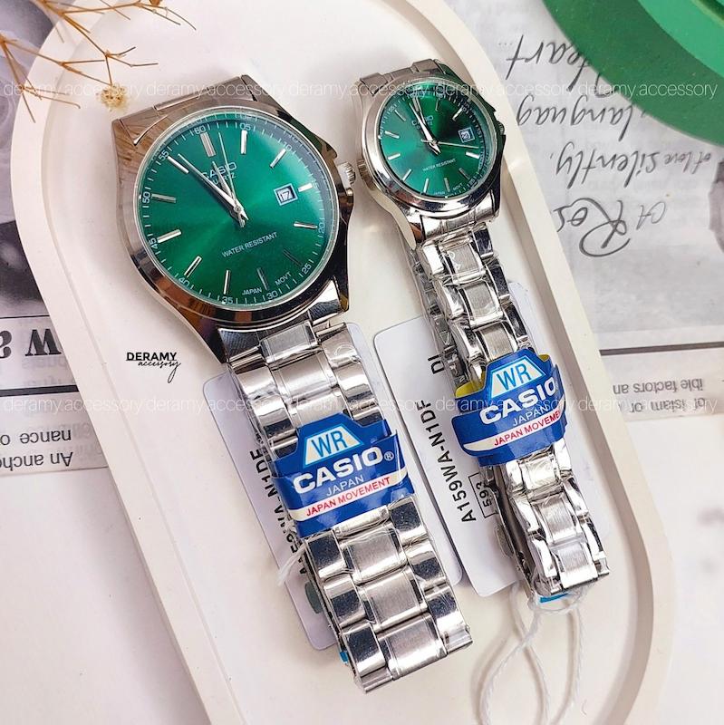  ست ساعت کاسیو کلاسیک سبز | ساعت زنانه و مردانه casio کد  082 