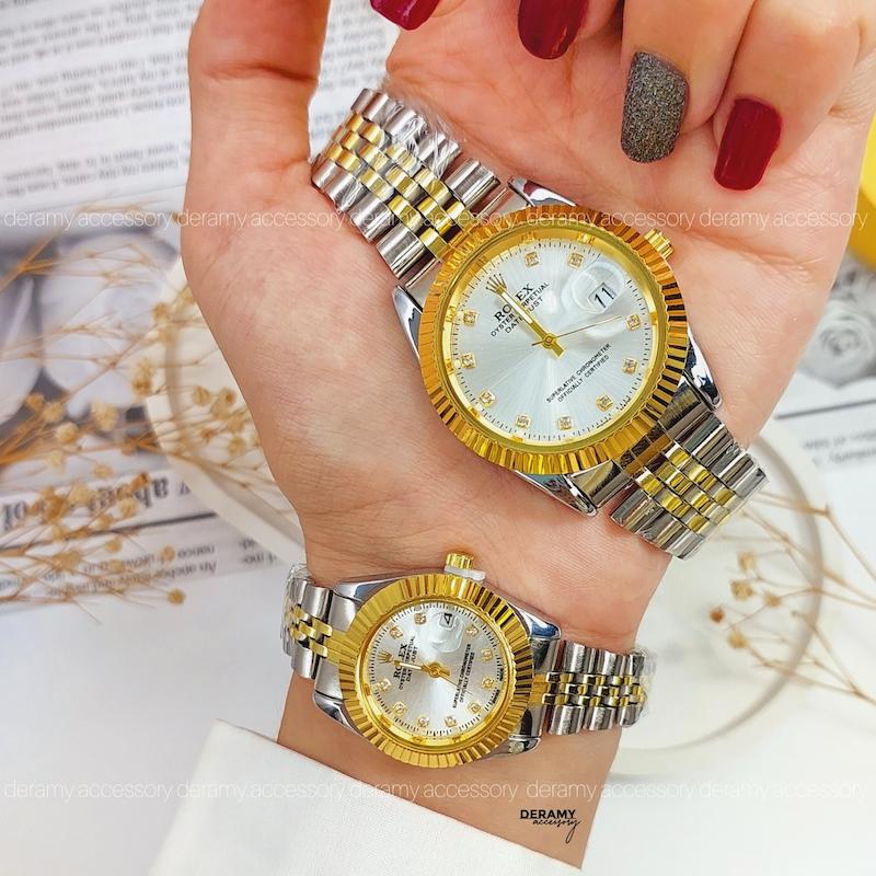 ساعت مچی  زنانه مردانه رولکس رنگبندی| ست ساعتمچی  rolex دارای دو باکس 125-