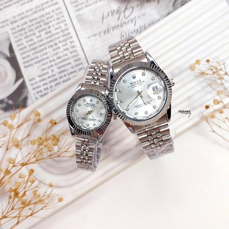 ساعت مچی  زنانه مردانه رولکس دیت جاست تمام سیلور| ست ساعتمچی  rolex دارای دو باکس 125-