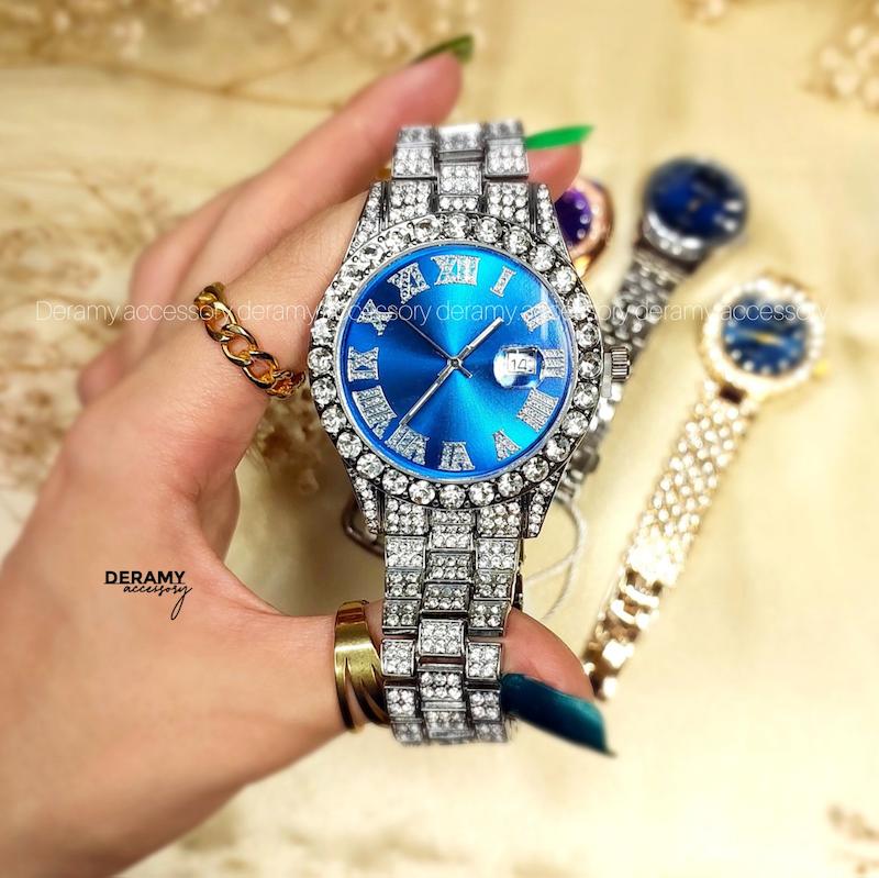 ساعت فول نگین 041 آبی