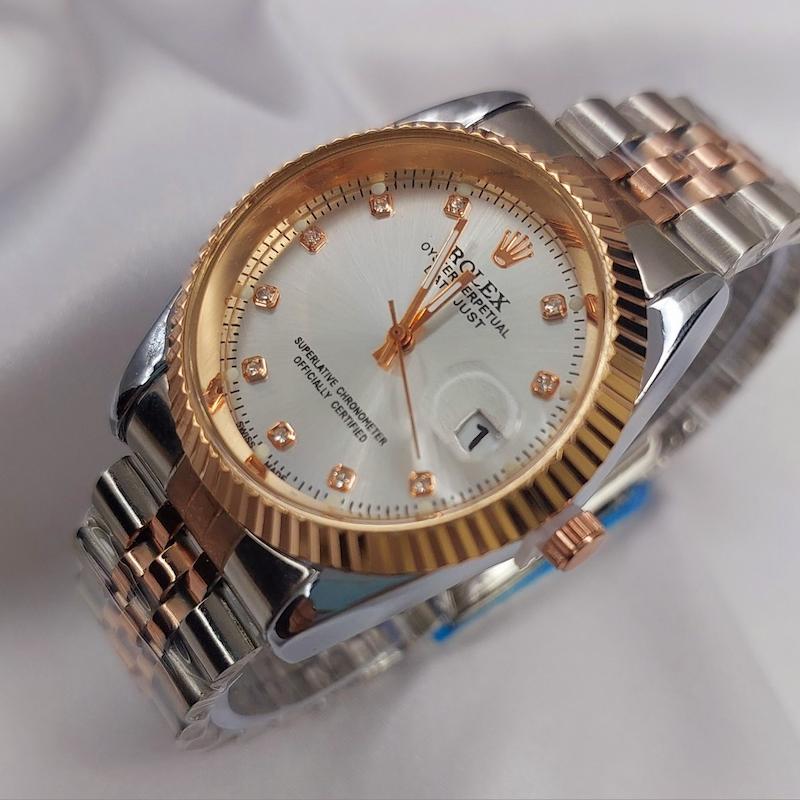 ساعت مچی مناسب آقایان و خانم ها رولکس سیلور رزگلد قرتی |  ساعتمچی دیت جاست  rolex date just روزشمار دار کد 125