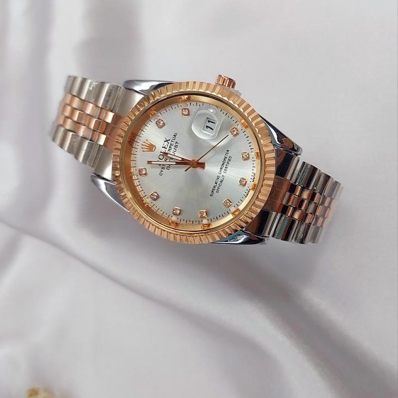 ساعت مچی مناسب آقایان و خانم ها رولکس سیلور رزگلد قرتی |  ساعتمچی دیت جاست  rolex date just روزشمار دار کد 125