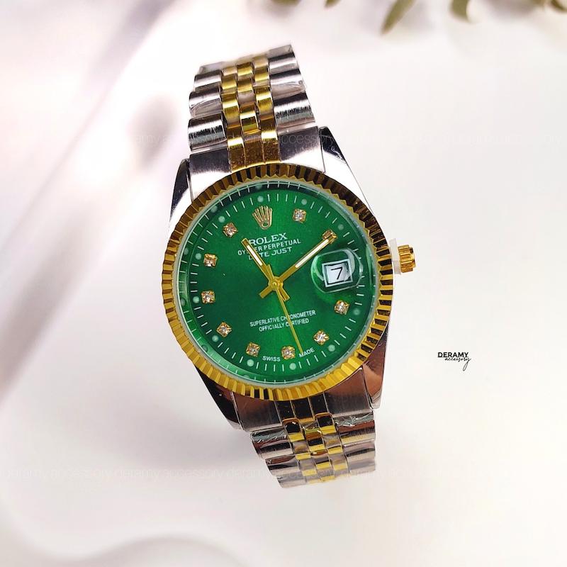 ساعت مچی مناسب آقایان و خانم ها رولکس سبز |  ساعتمچی دیت جاست  rolex date just روزشمار دار کد 125 رولکسی