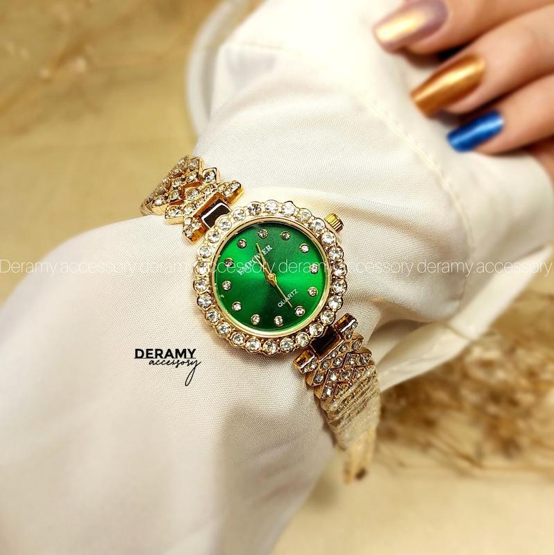 ساعتمچی فول نگین سبز 051