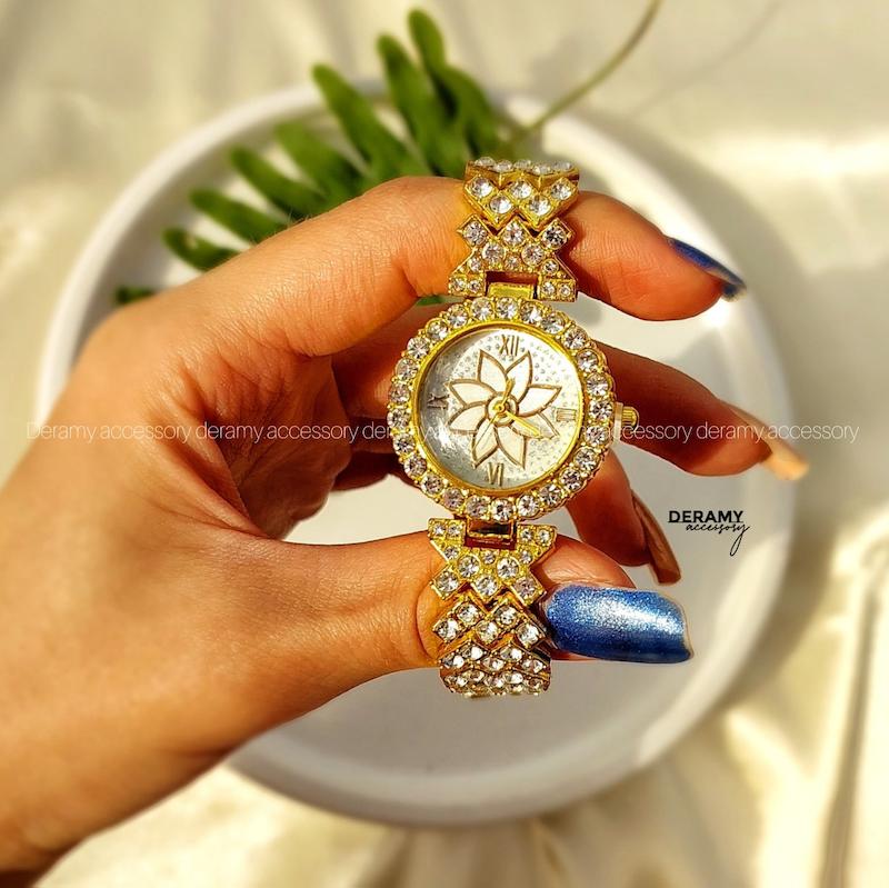ساعتمچی فول نگین طرح گل 042