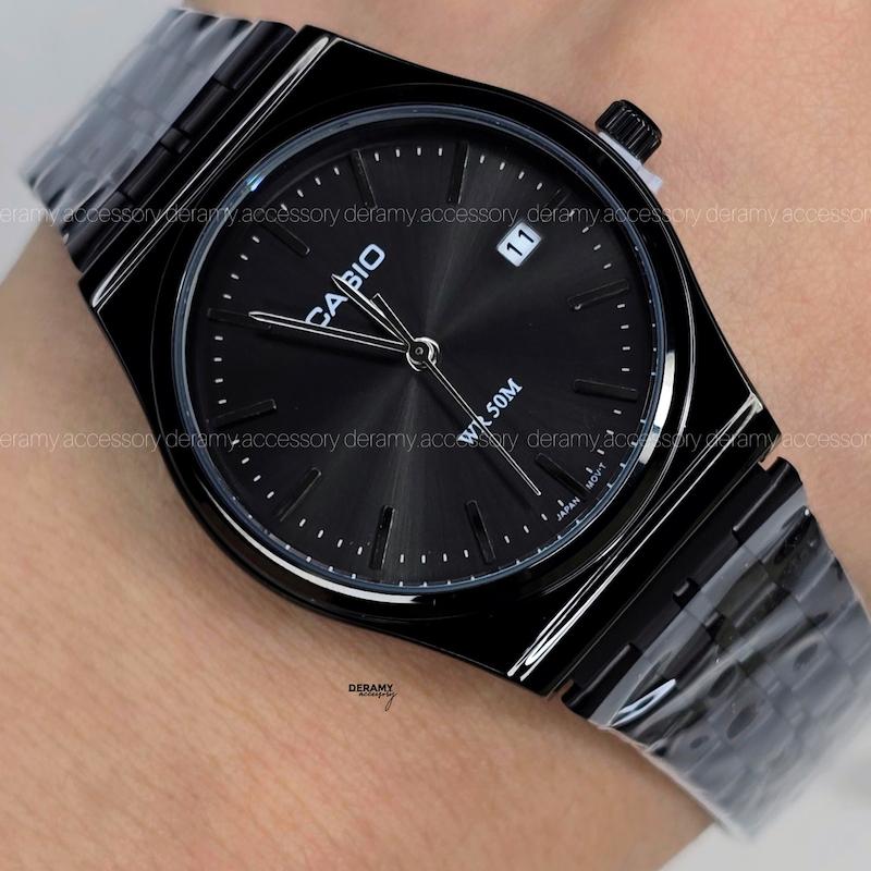 ساعتمچی کاسیو اولد مانی وینتیج قفل ریلی | ساعت مچی مردانه یا زنانه کاسیو casio تمام مشکی 50m . کد 230