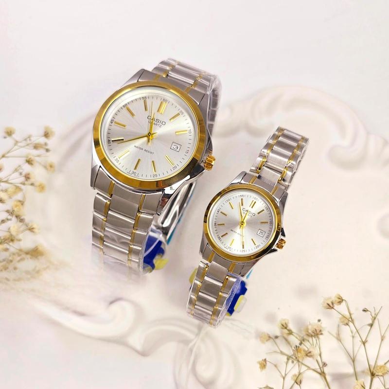  ست ساعت کاسیو کلاسیک سیلور طلایی صفحه سفید 082 | ساعت زنانه و مردانه casio کد 234
