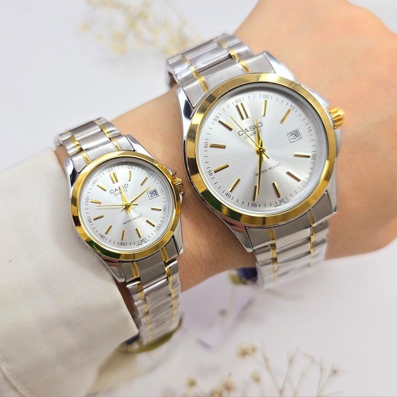  ست ساعت کاسیو کلاسیک سیلور طلایی صفحه سفید 082 | ساعت زنانه و مردانه casio کد 234