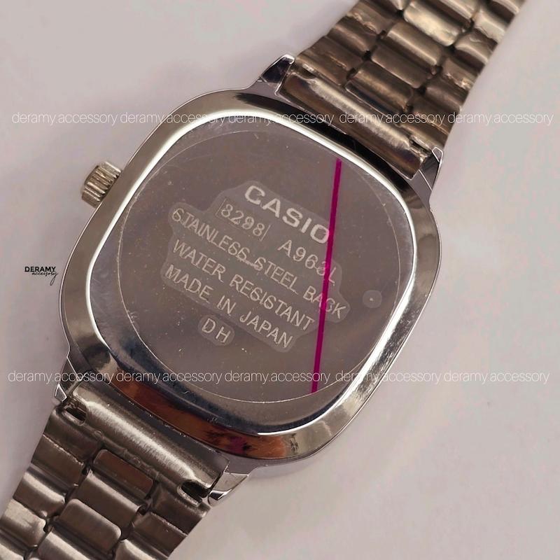 ست ساعتمچی کاسیو سیلور صفحه مشکی (نوک مدادی) ترند | ساعت مچی اولد مانی casio زنانه مردانه 180 گرید بالا- مربع کیفیت دار--هم تک هم ست