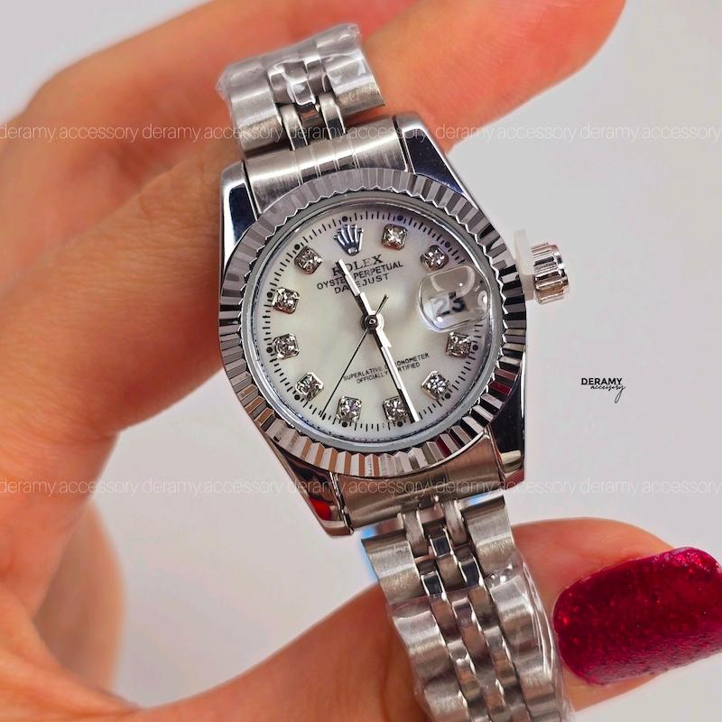 ساعت مچی ست / زنانه/ مردانه رولکس صفحه سفید گرید بالا | ساعتمچی  rolex سایز کوچک و بزرگ  125-