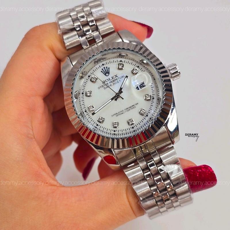 ساعت مچی ست / زنانه/ مردانه رولکس صفحه سفید گرید بالا | ساعتمچی  rolex سایز کوچک و بزرگ  125-