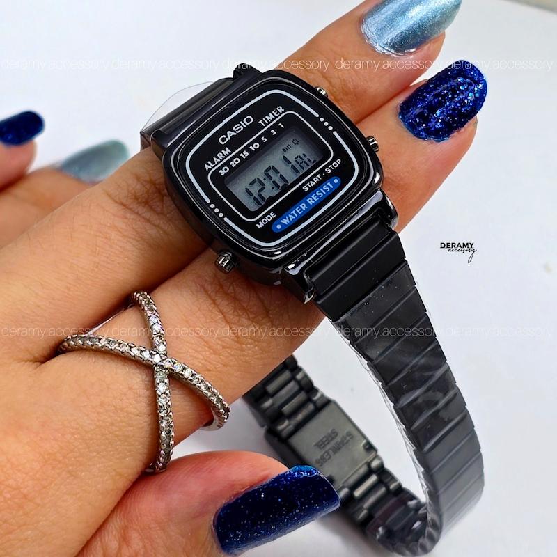 ساعت کاسیو نوستالژی تمام مشکی بند کرکره ای | ساعت مچی زنانه casio  292--موتور با کیفیت فول امکانات  زنانه