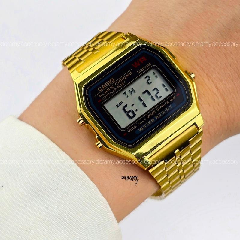 ساعت کاسیو نوستالژی فول امکانات اسپرت طلایی | ساعتمچی  مناسب خانم و آقا casio  دیجیتالی کد 093 گرید بالا کد 304